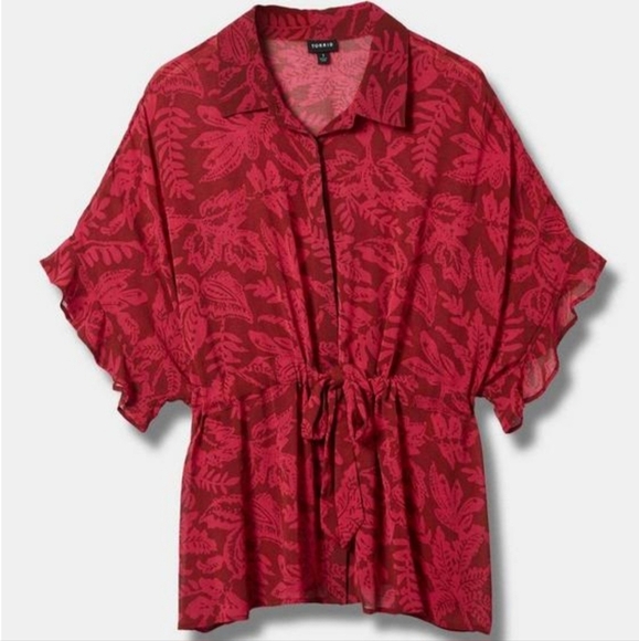 NWT Torrid Size 3 Chiffon Dolman Button Up Blouse - Picture 1 of 7